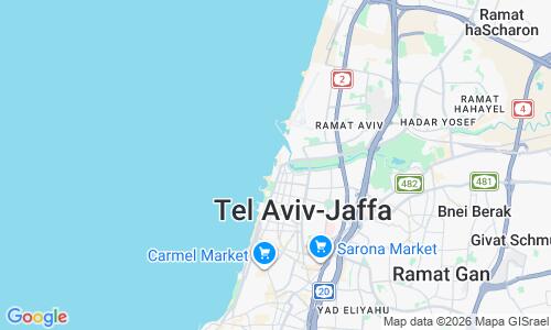 Ausschnitt der Weltkarte zu Tel Aviv Port Beach