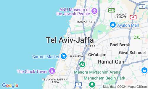 Ausschnit der Weltkarte zu Tel Aviv