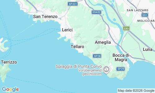 Ausschnitt der Weltkarte zu Tellaro Strand