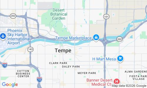 Ausschnitt der Weltkarte zu Tempe Town Lake