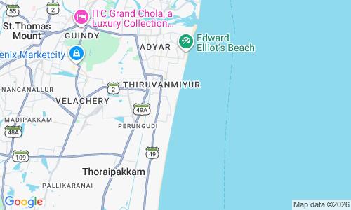 Ausschnitt der Weltkarte zu Thiruvanmiyur Beach