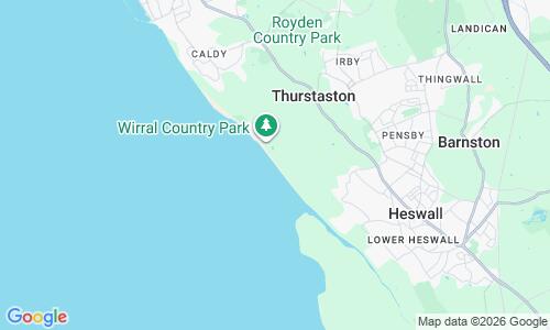 Ausschnitt der Weltkarte zu Thurstaston Beach
