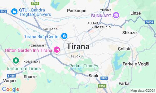 Ausschnitt der Weltkarte zu Tirana