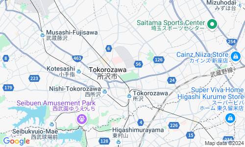 Ausschnitt der Weltkarte zu Tokorozawa