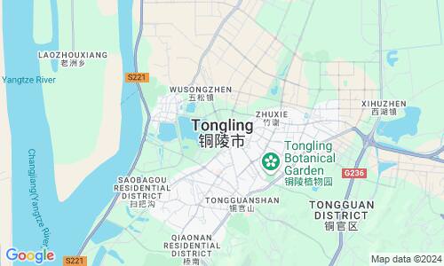 Ausschnitt der Weltkarte zu Tongling