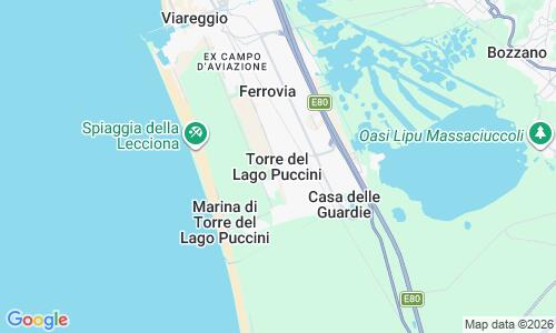 Ausschnitt der Weltkarte zu Torre del Lago Puccini Strand