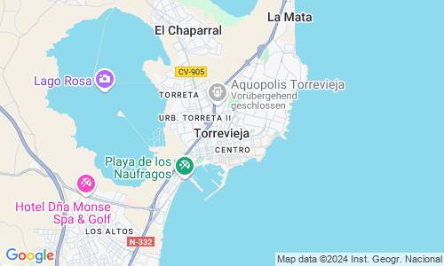 Ausschnitt der Weltkarte zu Torrevieja