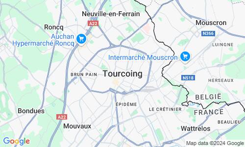 Ausschnitt der Weltkarte zu Tourcoing