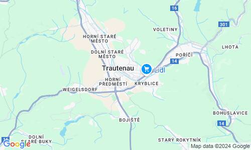 Ausschnitt der Weltkarte zu Trautenau
