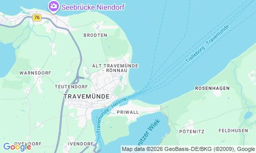 Ausschnitt der Weltkarte zu Travemünde Strand