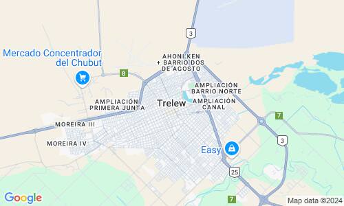 Ausschnitt der Weltkarte zu Trelew