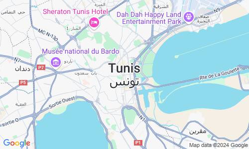 Ausschnit der Weltkarte zu Tunis