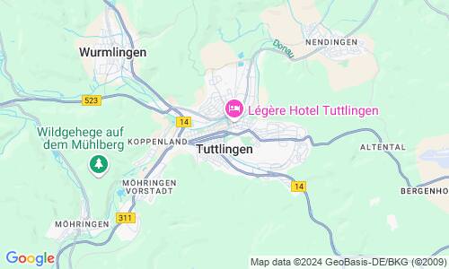 Ausschnitt der Weltkarte zu Tuttlingen