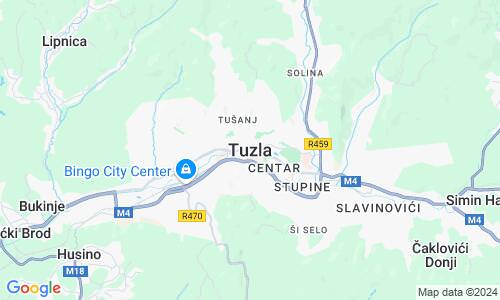 Ausschnitt der Weltkarte zu Tuzla