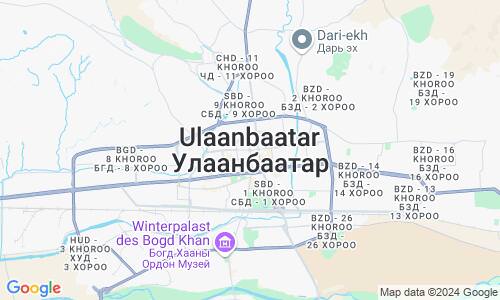 Ausschnitt der Weltkarte zu Ulaanbaatar