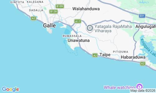 Ausschnit der Weltkarte zu Unawatuna Beach