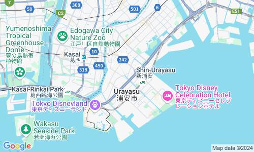 Ausschnitt der Weltkarte zu Urayasu