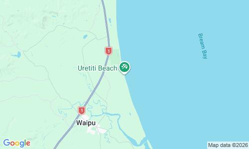 Ausschnitt der Weltkarte zu Uretiti Strand