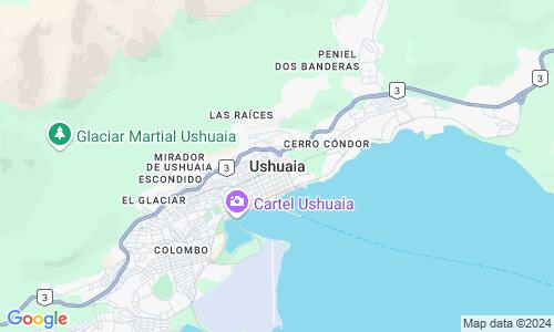 Ausschnitt der Weltkarte zu Ushuaia