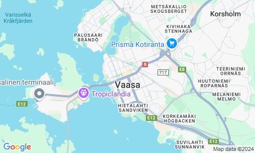 Ausschnitt der Weltkarte zu Vaasa