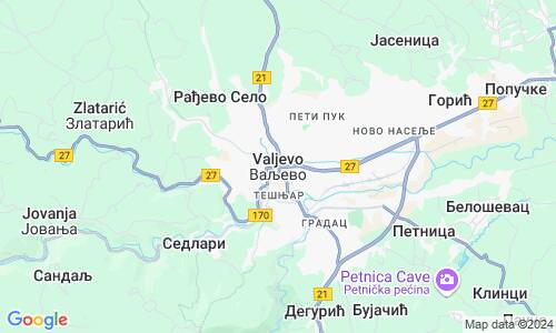 Ausschnitt der Weltkarte zu Valjevo