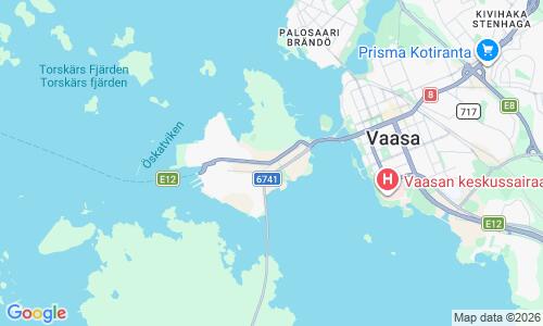 Ausschnitt der Weltkarte zu Vaskiluoto uimaranta