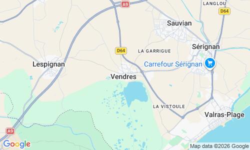 Ausschnitt der Weltkarte zu Vendres-Plage