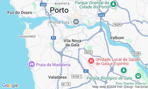 Ausschnitt der Weltkarte zu Vila Nova de Gaia