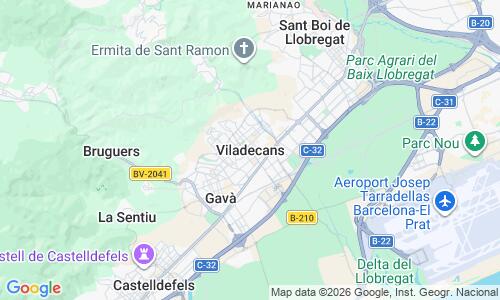 Ausschnitt der Weltkarte zu Viladecans Strand