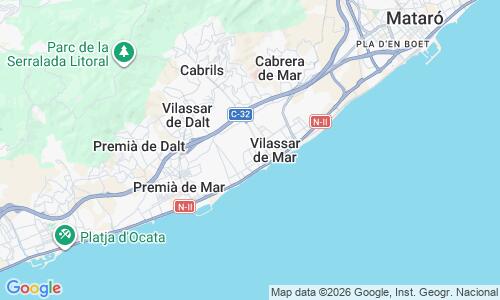 Ausschnitt der Weltkarte zu Vilassar de Mar Strand