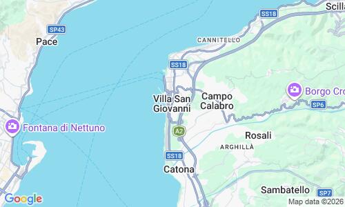 Ausschnitt der Weltkarte zu Villa San Giovanni Strand