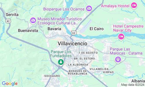 Ausschnitt der Weltkarte zu Villavicencio
