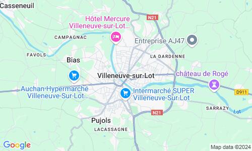Ausschnitt der Weltkarte zu Villeneuve-sur-Lot