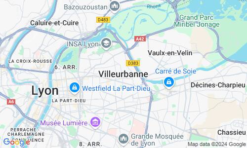 Ausschnitt der Weltkarte zu Villeurbanne