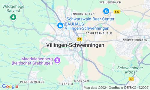 Ausschnitt der Weltkarte zu Villingen-Schwenningen