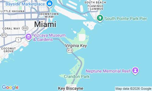 Ausschnitt der Weltkarte zu Virginia Key Beach Park