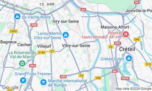 Ausschnitt der Weltkarte zu Vitry-sur-Seine