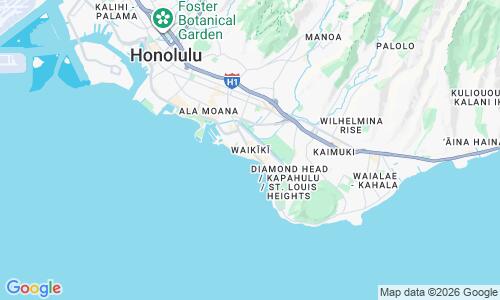 Ausschnitt der Weltkarte zu Waikiki Beach