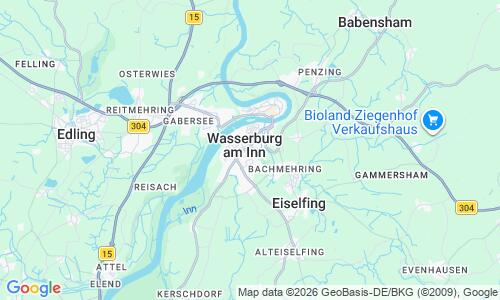 Ausschnitt der Weltkarte zu Wasserburg am Inn Strandbad