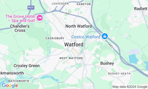 Ausschnitt der Weltkarte zu Watford
