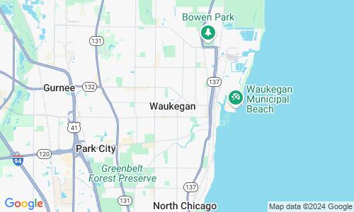 Ausschnitt der Weltkarte zu Waukegan