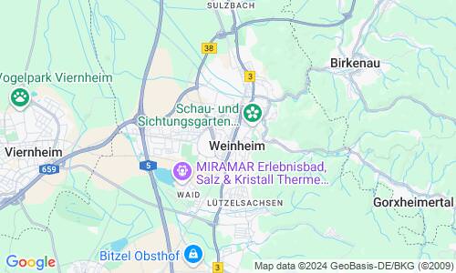 Ausschnitt der Weltkarte zu Weinheim