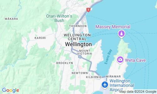 Ausschnit der Weltkarte zu Wellington