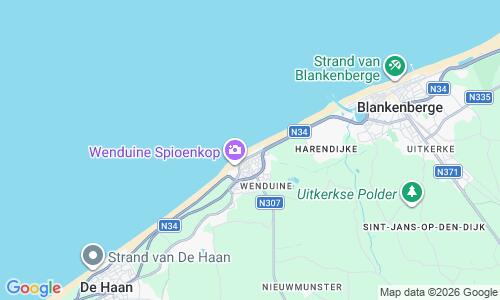 Ausschnitt der Weltkarte zu Wenduine Strand