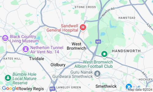 Ausschnitt der Weltkarte zu West Bromwich
