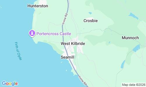 Ausschnitt der Weltkarte zu West Kilbride Strand