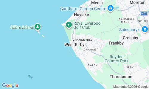 Ausschnitt der Weltkarte zu West Kirby Strand