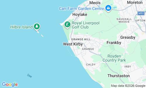 Ausschnitt der Weltkarte zu West Kirby Strand