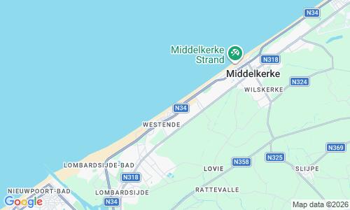 Ausschnit der Weltkarte zu Westende Strand