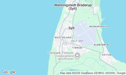 Ausschnitt der Weltkarte zu Westerland Strand